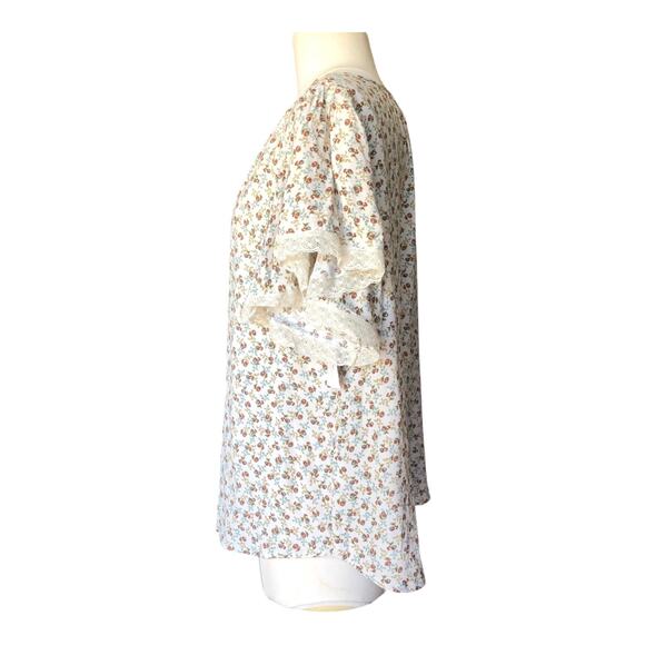 Karen Kane Flutter Sleeve Ruffle Top Floral Print Blouse Women's Size XS NWT - Picture 8 of 16